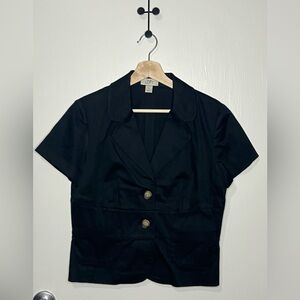 LOFT Black Blazer Short Sleeve Structured